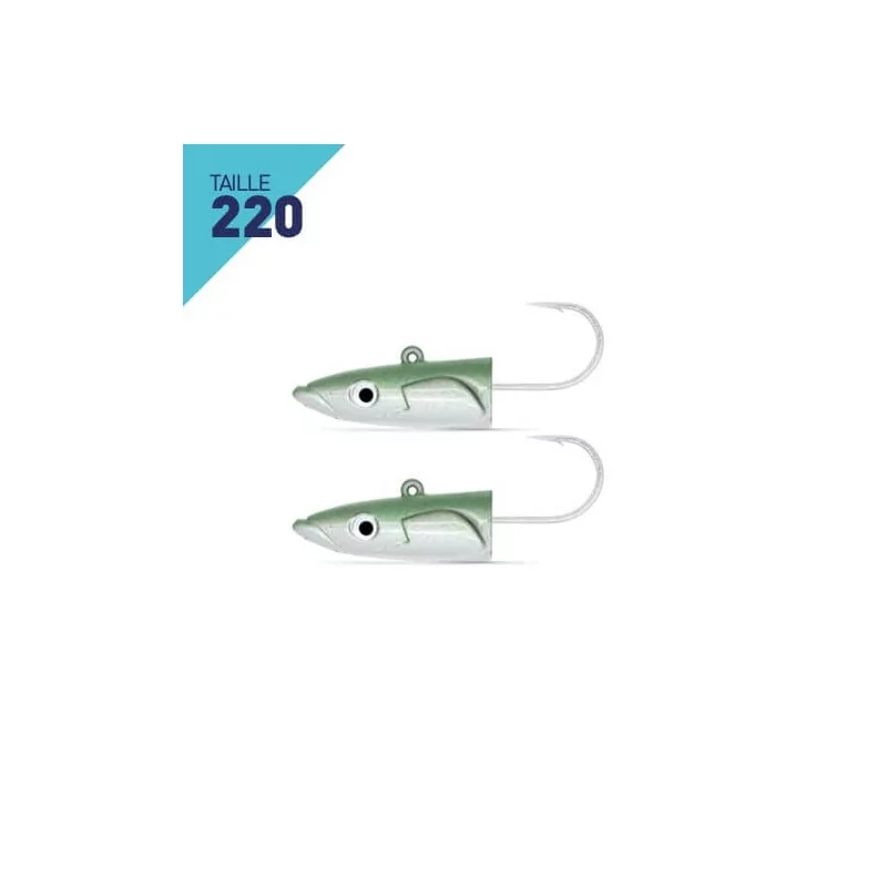 2 TETES PLOMBEES DEEP FIIISH CRAZY SAND EEL TAILLE 2 30G VERT NACRE