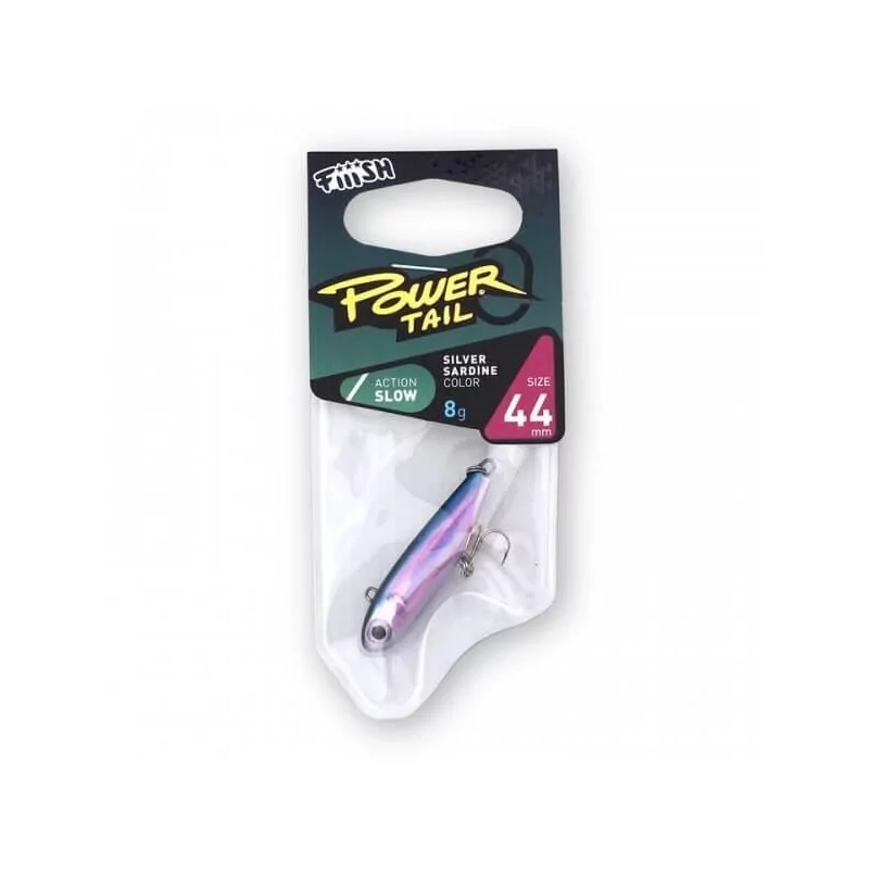 LEURRES FIIISH POWERTAIL SILVER SARDINE TAILLE 44 ABS 8G SLOW ACTION