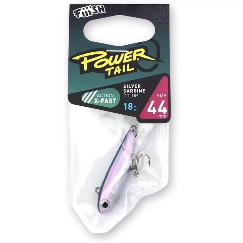 LEURRES FIIISH POWERTAIL SILVER SARDINE TAILLE 44 PLOMB 18G X-FAST ACTION