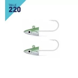 2 TETES PLOMBEES SHORE FIIISH CRAZY SAND EEL TAILLE 220 30G VERT NACRE